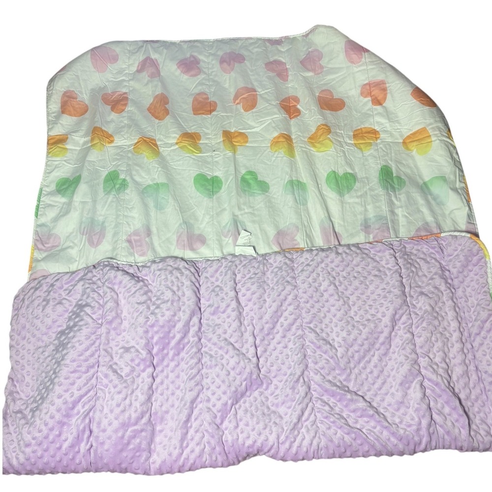 Beddy's girls rainbow crush hearts soft blanket reversible minky luxe line twin